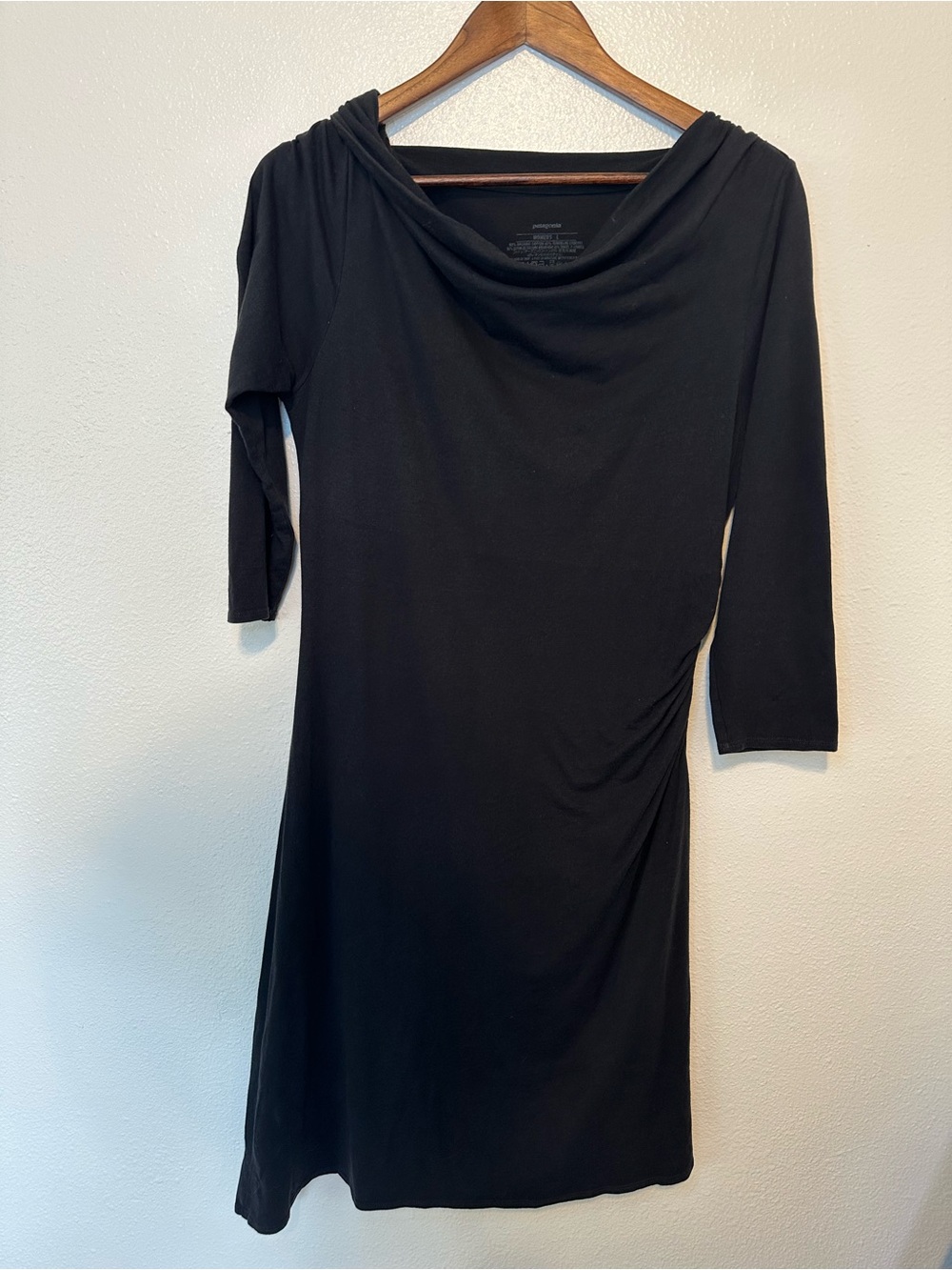 Patagonia Black Long Sleeve Cowl Neck Dress